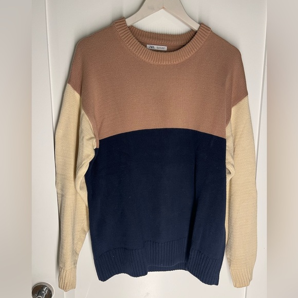 Zara ColorBlock Crewneck Knit Sweater size L - Picture 2 of 5